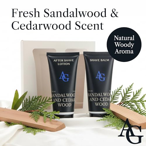 Self-Care Kit for Men Set with Shave Balm and After Shave Lotion - Shave Balm for Sensitive Skin - Birthday Gift Idea for Him - 2 x 3.4 fl oz Razor Burn Cooling & Soothes Skin