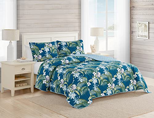 Queen Cotton Reversible Comforter Set with Shams – Tommy Bahama Bedding