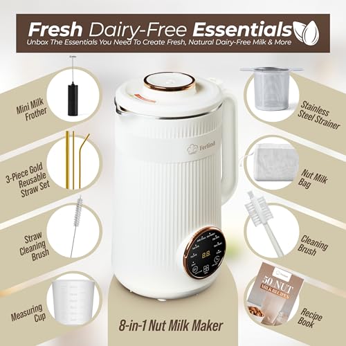 8-in-1 Nut Milk Maker for Almond Oat Soy Coconut Milk with Frother