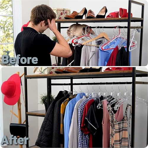 100 Pack Clear Plastic Shirt Hangers - Durable Closet Organization