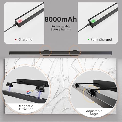 Wireless Rechargeable Picture Light with Remote Control - 39.4 Inch Art Display Lighting