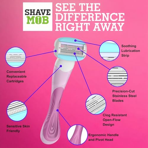 ShaveMOB 6-Blade Women's Razor Kit (Flex Head Handle + 12 Refills) - The Perfectionist Shaving Kit
