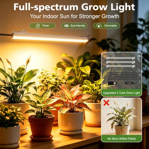 8-Tier Indoor Plant Stand with Grow Lights - Tall S-Shaped Corner Shelf - Brown - 62"