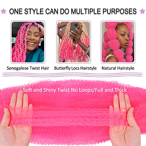 Pink Afro Twist Hair 8 Packs 24 Inch Synthetic Springy Braiding Extensions