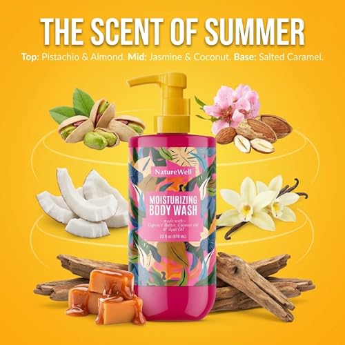 NATURE WELL Cheeky Moisturizing Body Wash, Creamy Formula Infused with Cupua?u Butter, Provides Gentle Cleansing & Intense Hydration, Deliciously Sweet & Warm Brazilian Nut Oil Scent, 33 oz