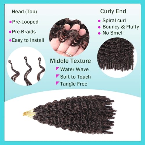 Burmese Curly Crochet Hair 18 Inch Water Wave Pre-Looped Boho Extensions - 4#