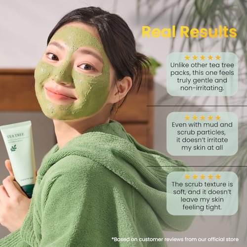 Papa Recipe Mud Cream Mask with Tea Tree - Pack of 2, Pore Purifying & Gentle Exfoliating for Sensitive Skin