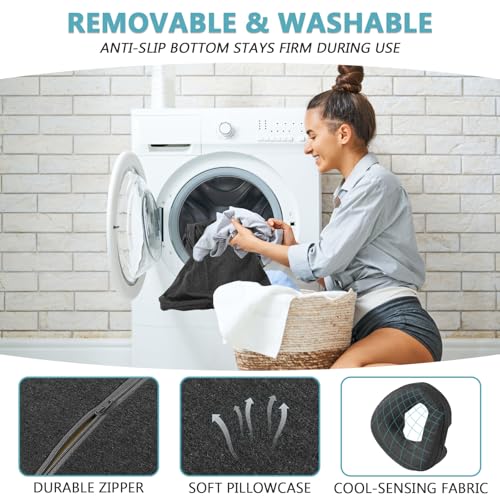 Dark Gray Face Down Massage Pillow for Sleeping - Non-Slip, Removable Cover