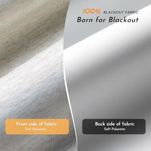 Blackout Cordless Roller Shades - Linen, 52x72 Inches with Valance & UV Protection