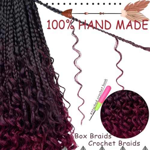 14 Inch Boho Box Braids Crochet Hair Set 8 Packs - Natural Curly Ends, Synthetic Braiding Hair for Women