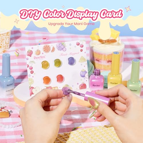 Beetles Fruit Magnet Cat Eye Gel Nail Polish Set - 6 Colors Spring Gel Polish Kit Glitter Cat Eye Pink Purple Blue Yellow Green Magnetic Shine Soak Off UV Salon DIY Manicure Gift for Women