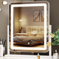 Lighted Makeup Mirror 17.2 x 13.6 Inches with 5X Magnifier White - Adjustable Brightness & 360° Rotation