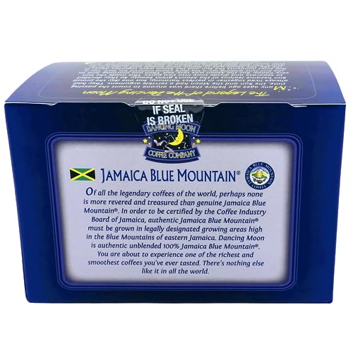 Dancing Moon Jamaica Blue Mountain Coffee Pods 2-Pack - 24 Single-Serve Cups, Authentic Medium Roast, Low-Acid, Keurig Compatible