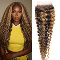 Deep Wave 5x5 HD Lace Closure Hair Extensions - Honey Blonde, 10 Inch, 150% Density