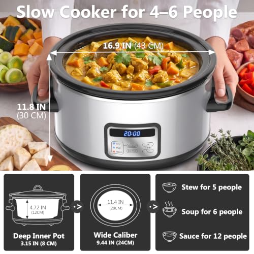 6 Quart Programmable Slow Cooker with Locking Lid and Digital Timer