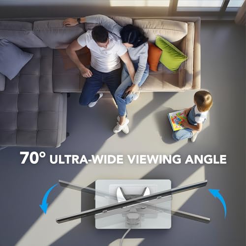 White Floor TV Stand with Power Outlet & Shelf for 27-65 inch TVs, 70° Swivel, 9-Level Height Adjustable
