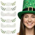 Threetols 6pcs St. Patrick's Day Face Sticker, Green Lucky Shamrock Clover Star Temporary Tattoos Saint Patrick's Day Clover Makeup Art Irish Holiday Decorations Gift for Women Men