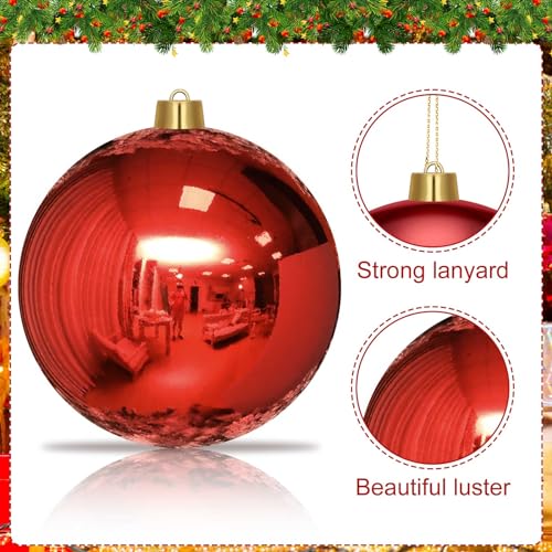 Jerify 2 Pack 12-Inch Large Red Christmas Ornaments - Shatterproof Holiday Decor