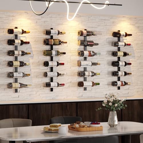 Rectangular 36 Bottle Wall Mounted Wine Rack - Modular Hanging Storage Set - Black Metal