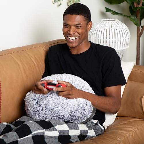 Gray Weighted Hug Pillow with Hand Pocket - 17 Inch, 10 lb Sensory Relaxation Cushion