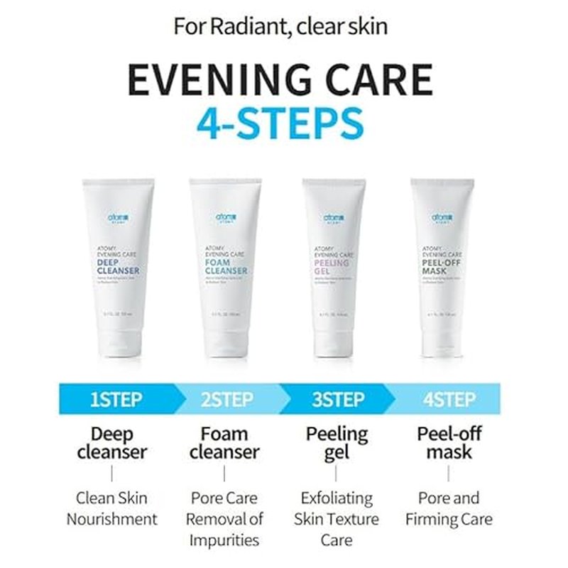 A.t.o.m.y Evening Care 4 set - Foam Cleanser + Deep Cleanser + Peeling Gel + Peel-Off Mask