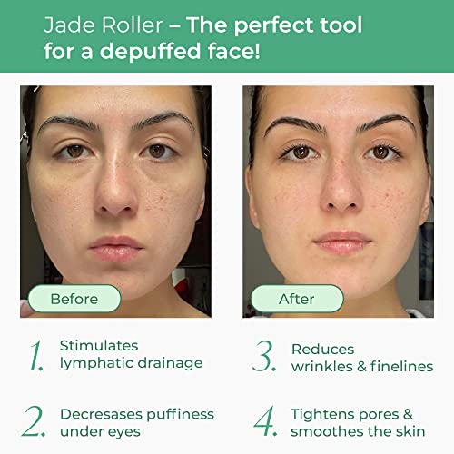 PLANTIFIQUE Jade Roller for Face and Gua Sha Facial Tools | Vitamin C Face Serum Anti Aging Massage with Peptides Collagen | Korean Skin Care Moisturizer