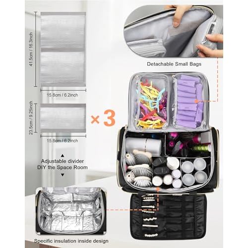 MONSTINA Professional Hairstylist Traveling Bag with Two Detachable Small Bags,Hairdressing Bag Makeup Salon Organizer Bag for Barber Hairdresser Insulation Material