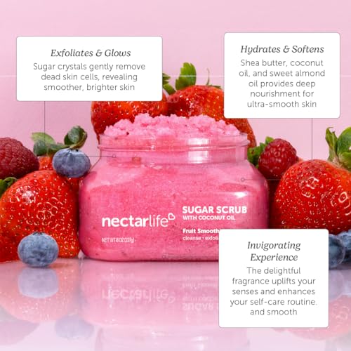 Fruit Scented Sugar Body Scrub - Moisturizing Exfoliant for Smooth Skin - 8 oz