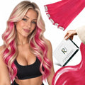 Clip-In Hair Extensions - Hot Pink 16 Inch 30g - Reversible, Tangle-Free, No Damage