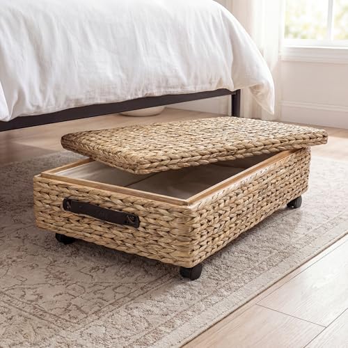 Happimess Chett Underbed Storage Bin Wheels 26 Inches Natural Bohemian Style