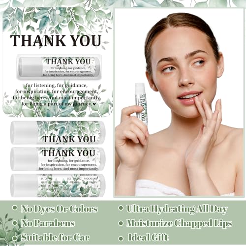 30 Pack Employee Appreciation Gift Lip Balms Bulk Staff Teacher Team Volunteer Thank You Gift Nurse Volunteers Appreciation Party Favor for Women Men Coworkers(Leaf,Green White)
