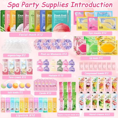 156 Piece Spa Party Supplies Kit for Women - Face Masks, Lip Balm, Under Eye Patches & More