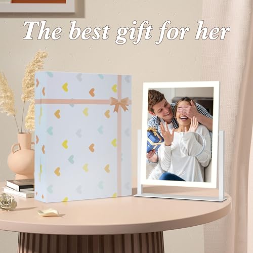 YUMELIVI Hollywood Vanity Mirror with Lights, 16.7"x13.2", 3 Color Modes, Smart Touch Control, 360 Rotatable, Perfect for Bedroom Vanity or Dressing Room