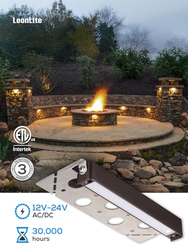 LEONLITE 8-Pack 7-Inch LED Hardscape Pathway Lights - Soft White, 3W/4W/5W, IP65 Waterproof
