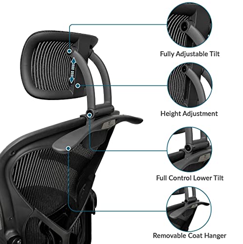 ERGOKING Adjustable Mesh Headrest for Herman Miller Aeron Chairs - Classic Black, Variation of THIS listing