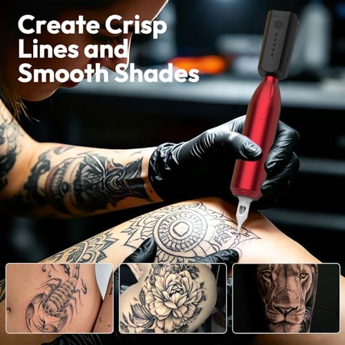 Wireless Rotary Tattoo Pen Machine Kit with Rechargeable Battery for Beginners & Pros