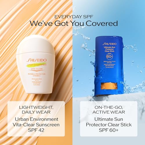 Shiseido Urban Environment Vita-Clear Sunscreen SPF 42 - Invisible Formula with Vitamin C - No-Shine, Makeup Effect for 8 Hours - Non-Comedogenic - 30 mL