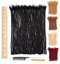 10 Inch 20 Strands Dreadlock Extensions - 0.6cm Thickness, Handmade, Can Be Dyed & Bleached, Natural Human Hair for Men & Women (Variation: 1B)