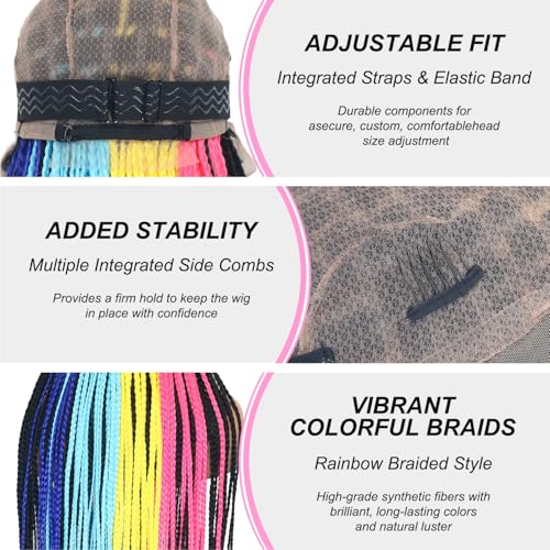 Multicolor 36 Inch Full Lace Knotless Braided Wig with Baby Hair - ItsUHair
