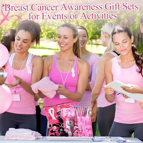 Breast Cancer Awareness Gift Set with Makeup Bags Socks Notepad Keychain - Pink Ribbon Theme - Variation of THIS listing