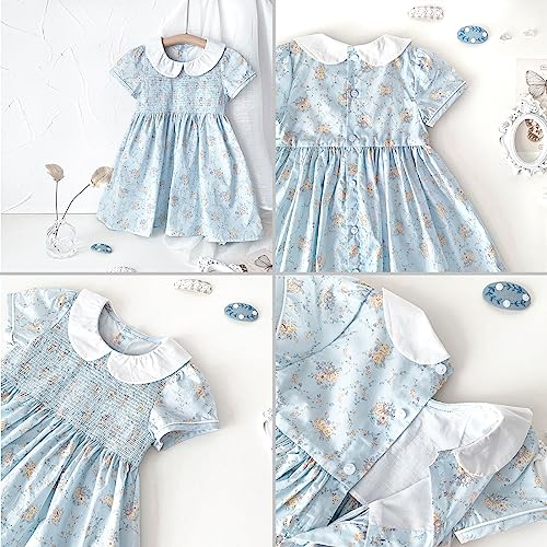 Toddler Girls Smocked Dress - Light Blue, 18 Months - Simplee Kids