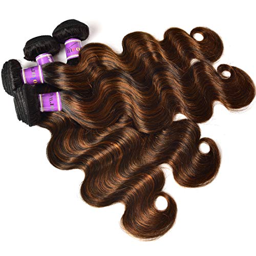 Ombre Brown Highlight Body Wave Human Hair Weave 8 Inch - Brazilian Remy Hair Extension