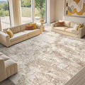 8x10 Abstract Washable Area Rug for Living Room - Brown, Non-Slip Backing, Soft & Stain-Resistant