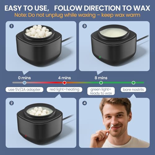 Black Nose Ear Hair Waxing Kit with 100g Wax & 40 Sticks - Men Grooming