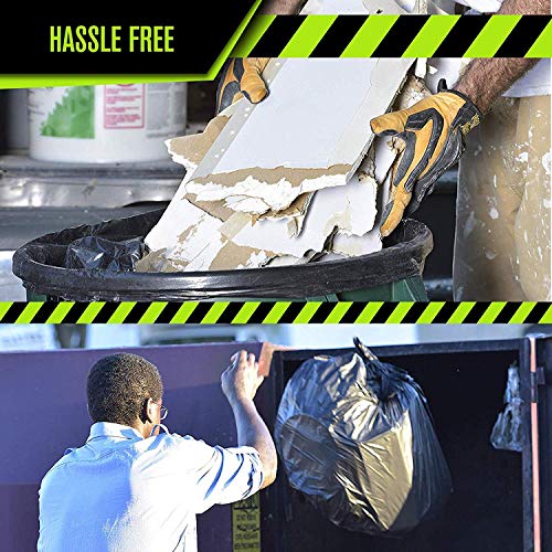 Aluf Plastics Heavy Duty 55-Gallon Black Garbage Bags Pack of 100 - 2 Mil Thick Contractor Waste Liners