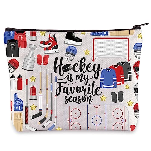 WZMPA Funny Hockey Cosmetic Bag Hockey Player Gift Hockey Is My Favorite Season Makeup Zipper Pouch Bag Hockey Sports Merchandise (Hockey Season)