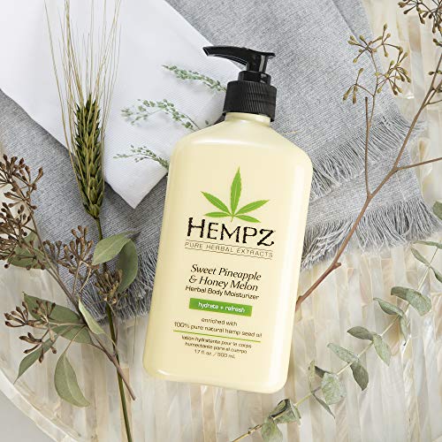 Hempz Pineapple & Honey Melon Body Lotion Bundle - Moisturizing Skin Care with Jojoba, Vitamins A & E, 17 oz x 2