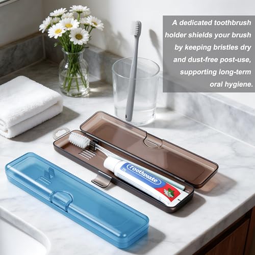 Travel Toothbrush Holder 20-Pack - Gray & Blue Portable Toothbrush Cases