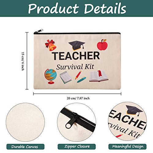Weewooday 20 Pieces Teacher Appreciation Gifts Cosmetic Bags Teacher Canvas Makeup Bags Toiletry Case Pencil Bag with Zipper Stationery Case Bag for Teachers Appreciation Graduation Gifts