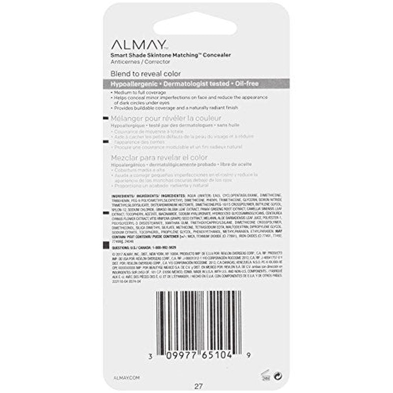Almay Smart Shade Concealer, Hypoallergenic, Cruelty Free, Oil Free, -Fragrance Free, Dermatologist Tested
